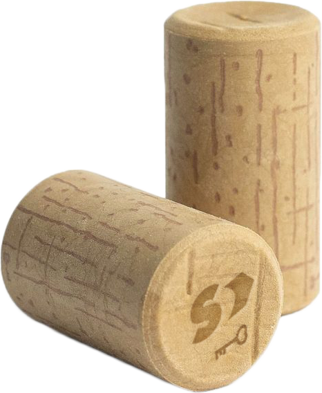 Synthetic "cork effect" cork for quiet wine